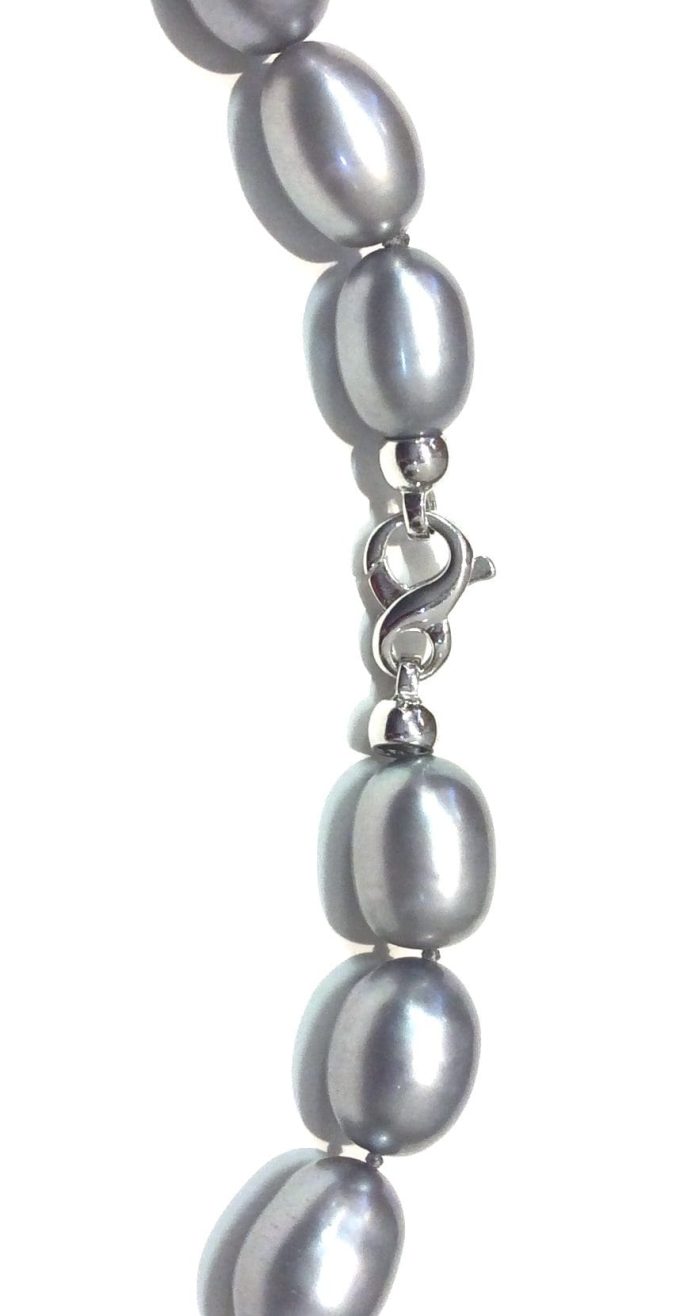 Silver Colour Pearls 9-11mm Necklace - Image 3