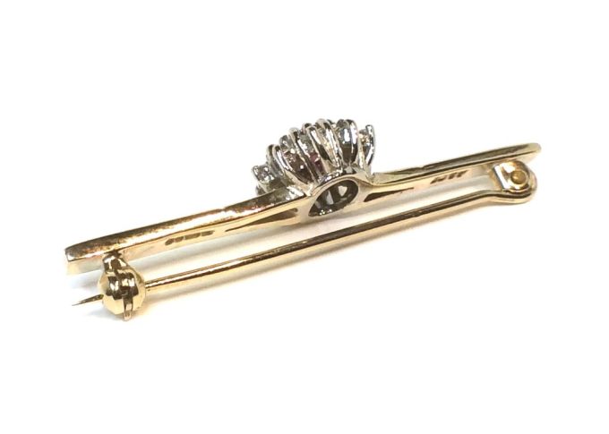 Ruby and Diamond Cluster Bar Brooch - Image 2