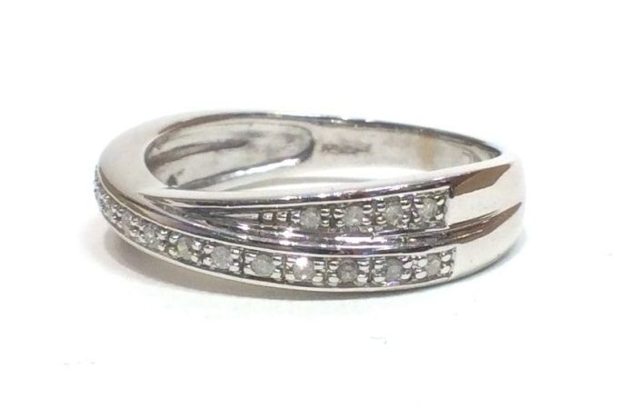 White Gold Diamond Crossover Ring - Image 2