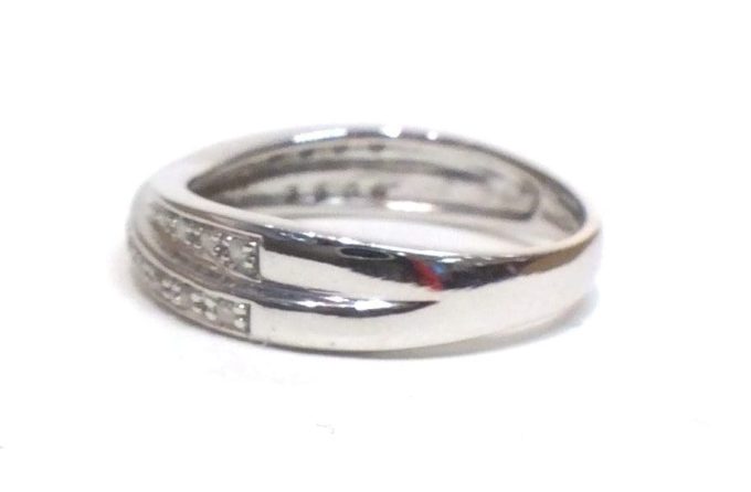 White Gold Diamond Crossover Ring - Image 3