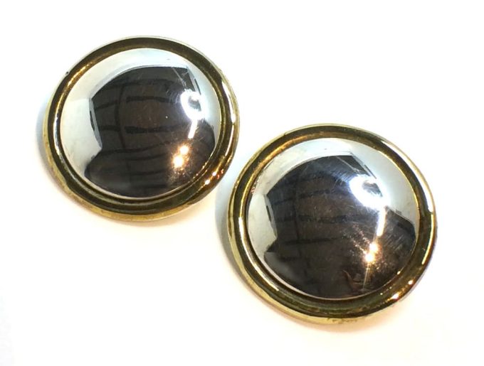 Large Silver and Brass Clip Earrings