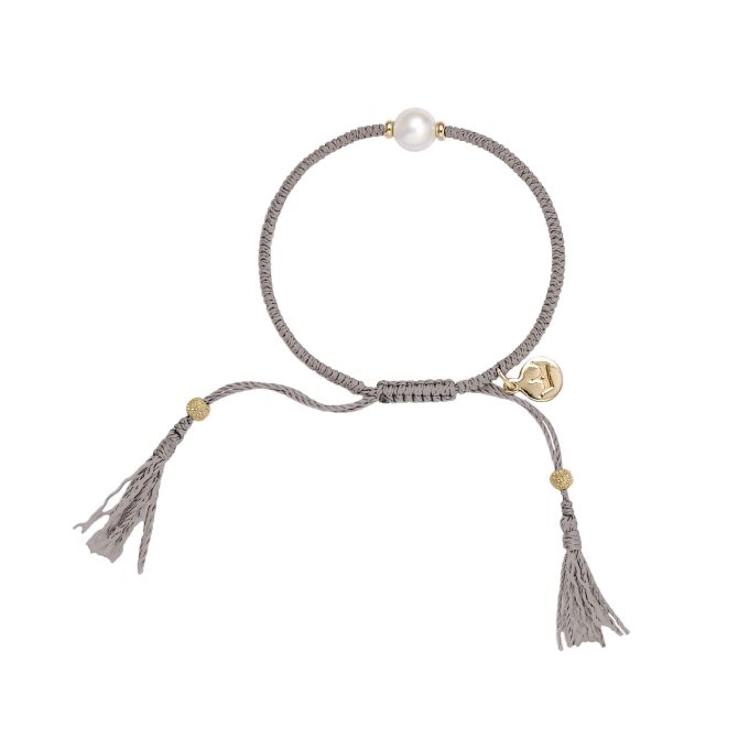 Jersey Pearl Grey Tassel Bracelet