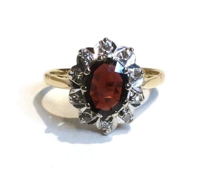 Vintage Garnet and Diamond Ring