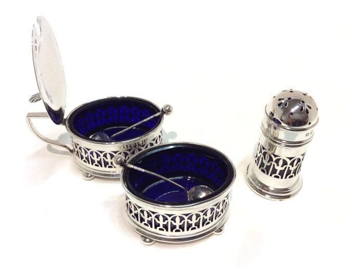 Arts and Crafts Silver Condiments Set