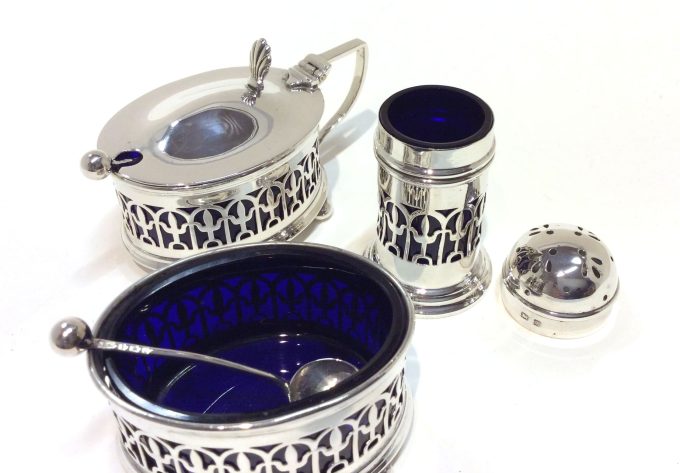 Arts and Crafts Silver Condiments Set