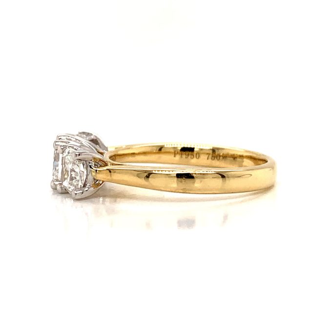 Cushion Cut Diamond Trilogy Ring
