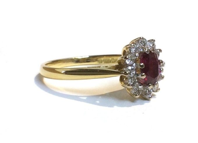 18ct Gold Ruby and Diamond Cluster Ring