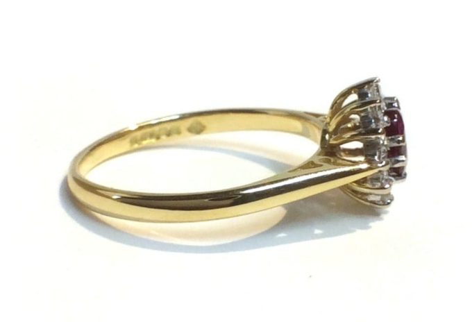 18ct Gold Ruby and Diamond Cluster Ring