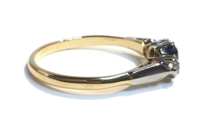 Vintage Sapphire and Diamond Three Stone Ring