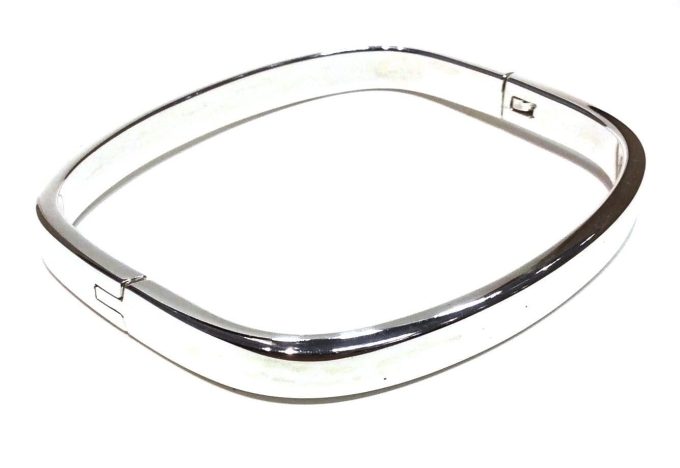 Squared Silver Hinged Bangle