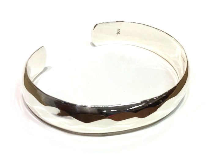Solid Silver Faceted Bombe Cuff