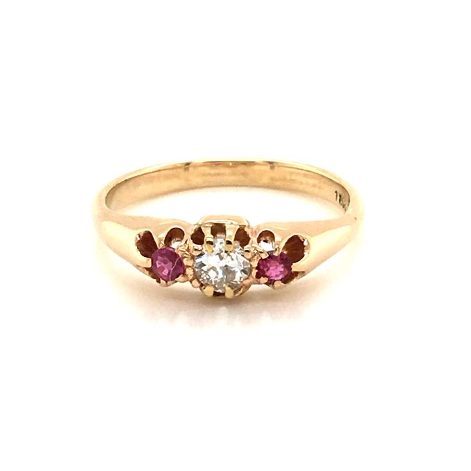 Edwardian Ruby and Diamond Trilogy Ring
