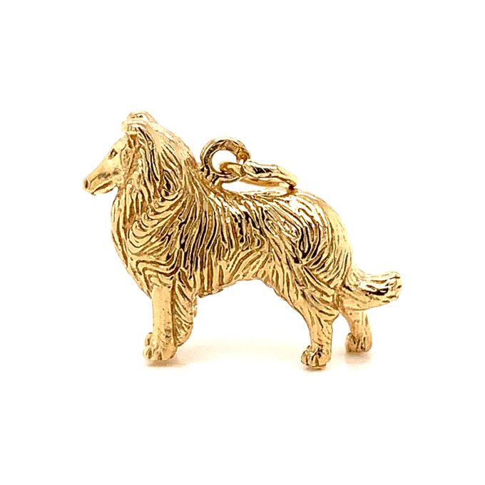 9ct Gold Rough Collie Charm