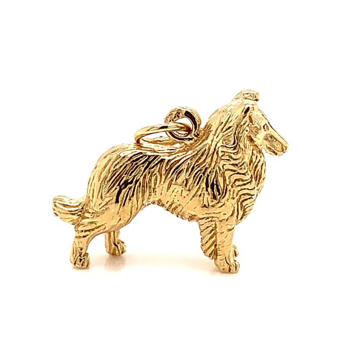 9ct Gold Rough Collie Charm