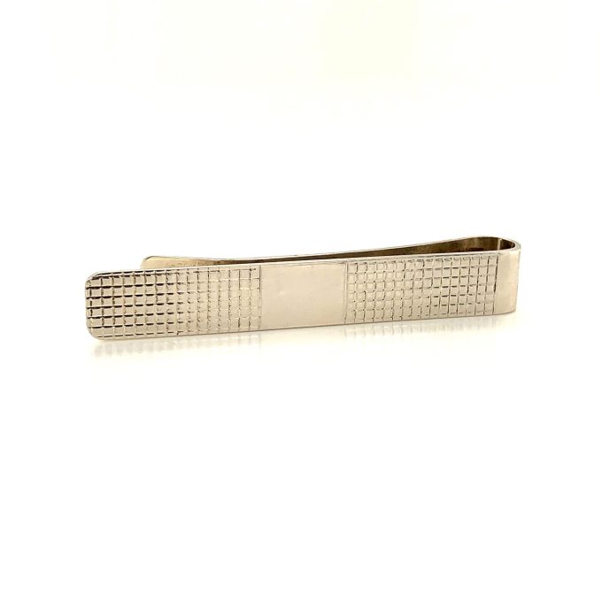 Patterned Silver Tie Slide