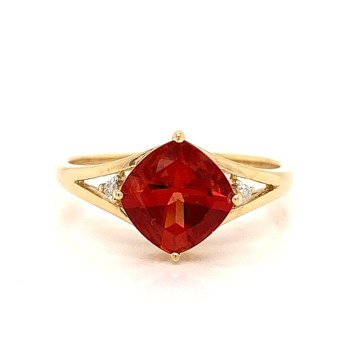 Cushion Cut Garnet and Diamond Ring