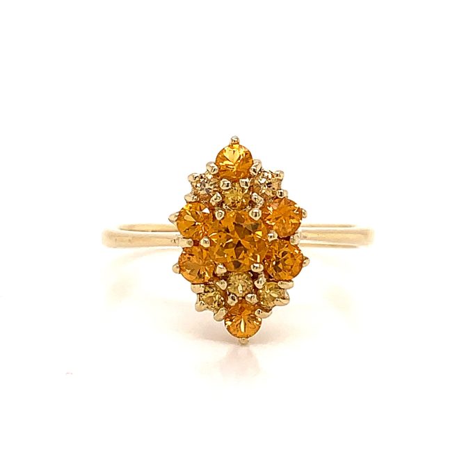Gold Citrine Cluster Ring