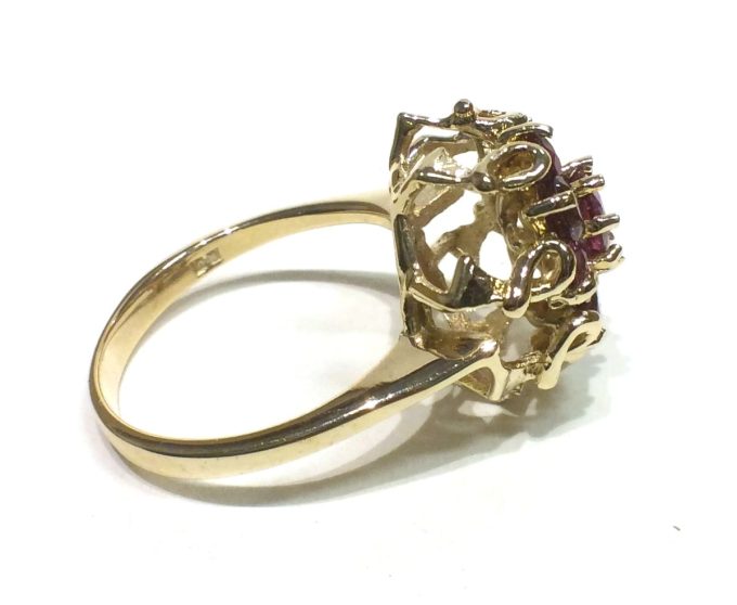 Vintage Ruby and Diamond Cluster Ring - Image 4