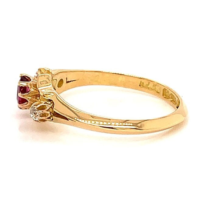 Antique Ruby and Diamond Trilogy Ring - Image 2