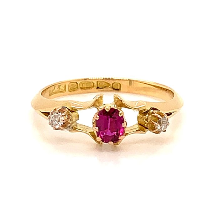 Antique Ruby and Diamond Trilogy Ring