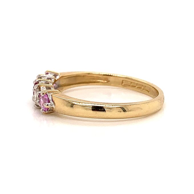 Pink Sapphire and Diamond Five Stone Ring - Image 3