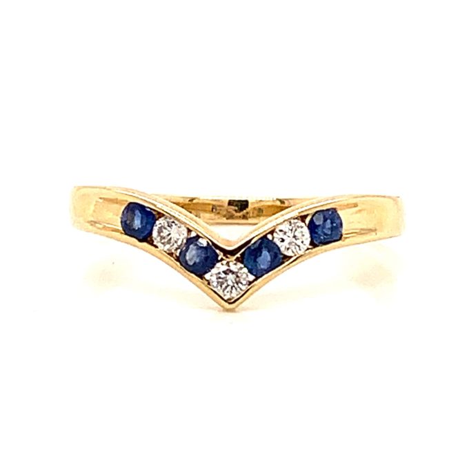 Sapphire and Diamond Wishbone Ring