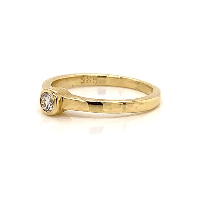 Yellow Gold Diamond Solitaire Ring - Image 2