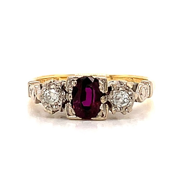 Gold Garnet and Diamond Ring