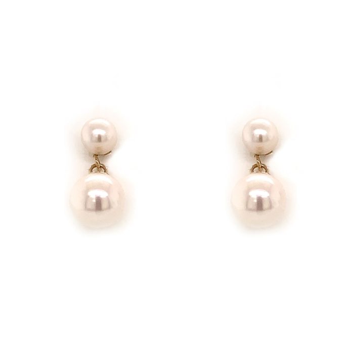 9ct Gold Pearl Drop Earrings - Image 2