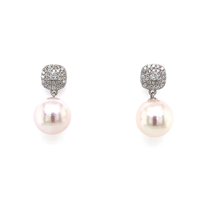 Pearl and Diamond Pave Drop Earrings