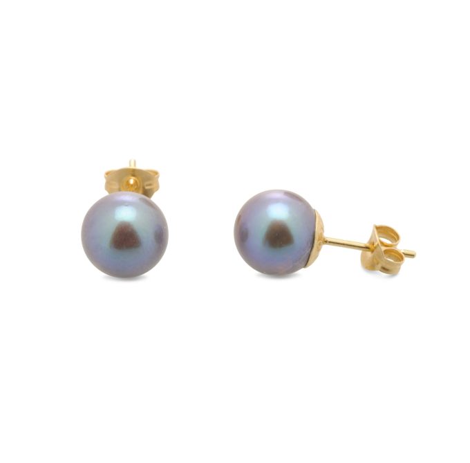 9ct Black Pearl Stud Earrings
