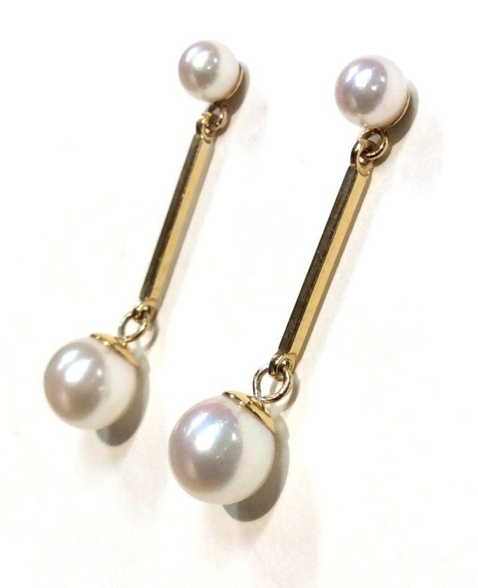 9ct Gold Pearl Drop Earrings - Image 2