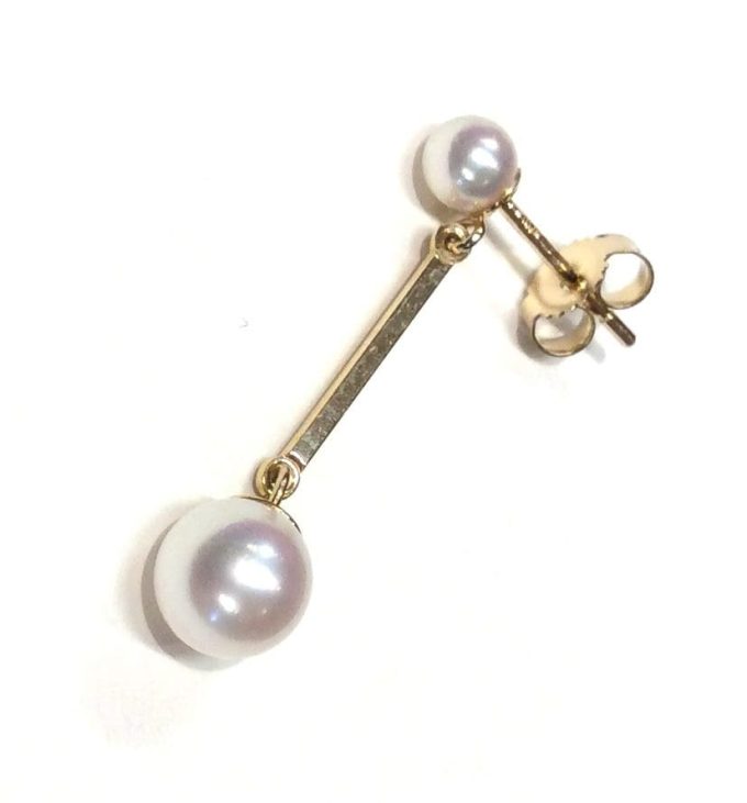 9ct Gold Pearl Drop Earrings - Image 3
