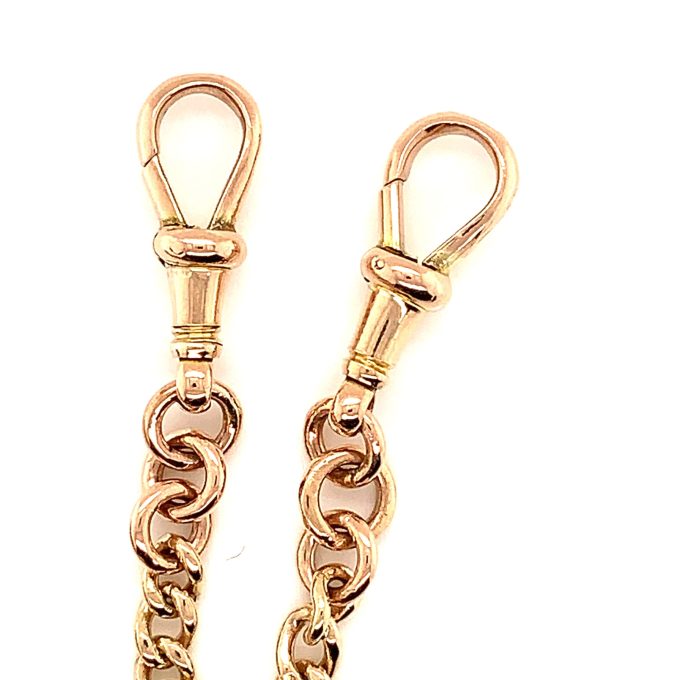 Rose Gold Double Albert Watch Chain - Image 4