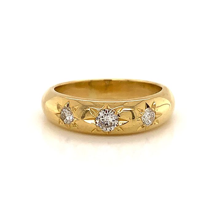 18ct Gold Three Stone Diamond Band Ring