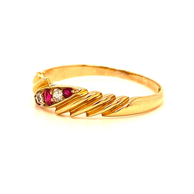 Antique Ruby and Diamond Set Ring - Image 2