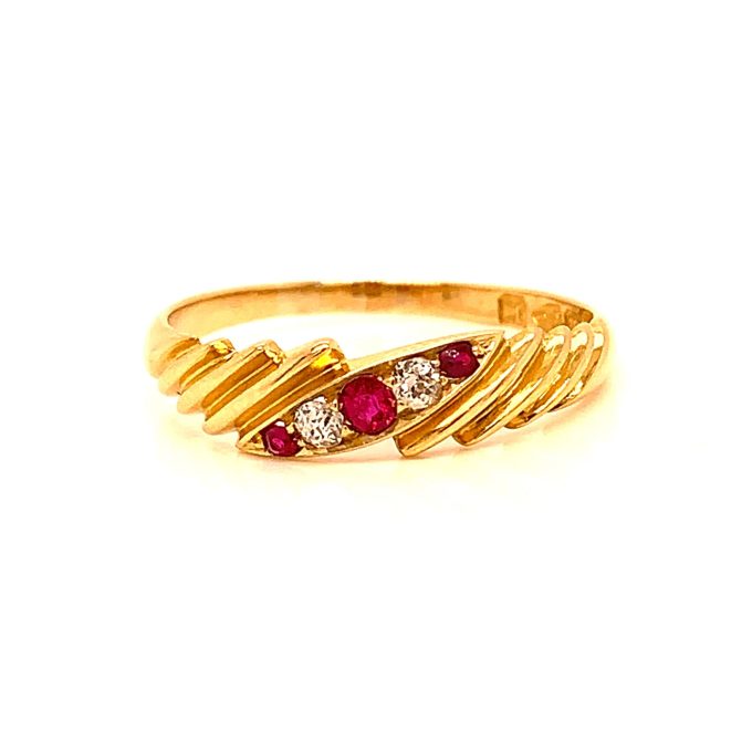 Antique Ruby and Diamond Set Ring