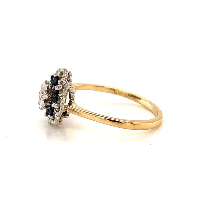 Sapphire and Diamond Flower Cluster Ring - Image 2