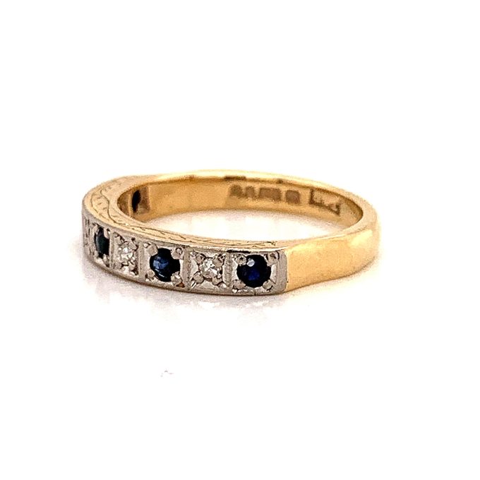 9 Carat gold Blue Sapphire and Diamond Eternity Ring - Image 2
