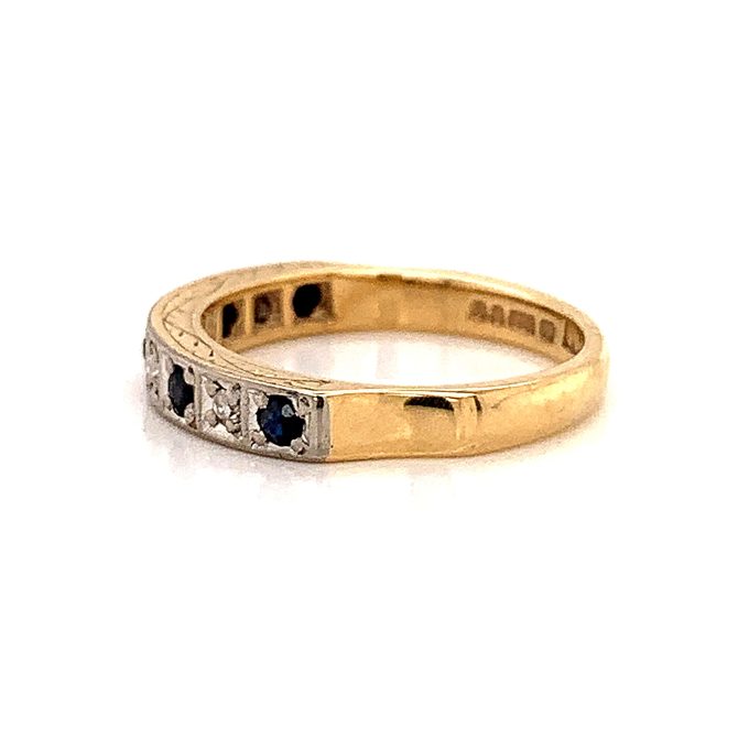 9 Carat gold Blue Sapphire and Diamond Eternity Ring - Image 3