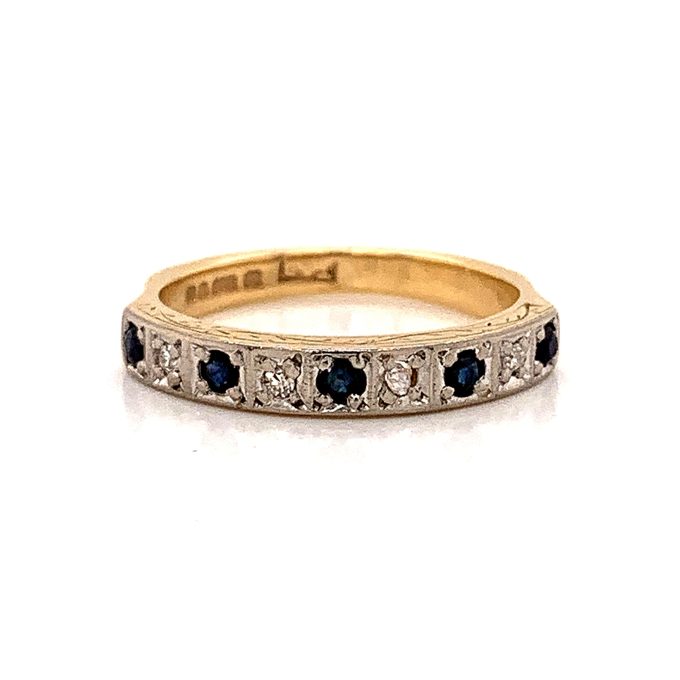 9 Carat gold Blue Sapphire and Diamond Eternity Ring