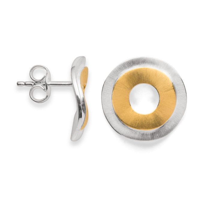 Bastian Bicolour Earrings - Brushed Silver