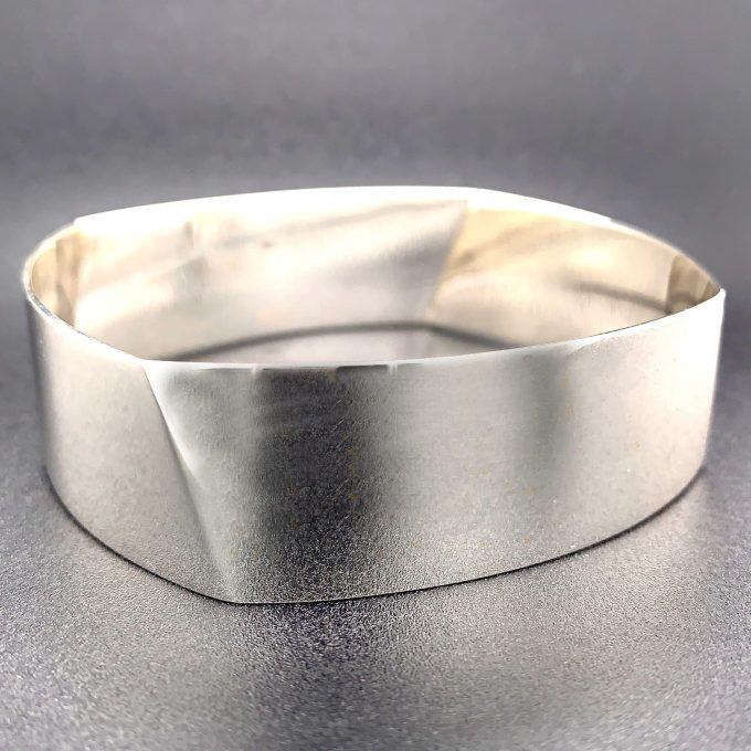 Wide Silver Bangle
