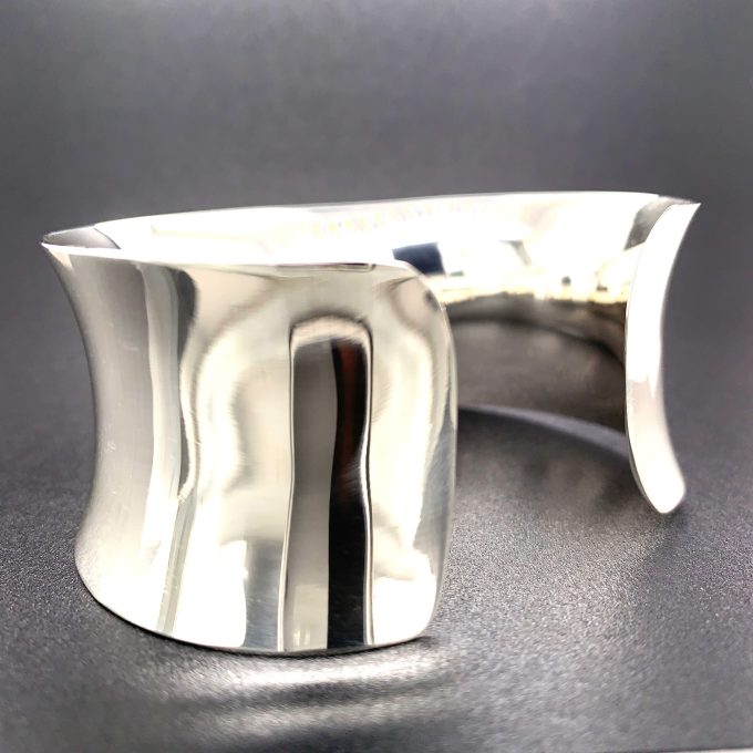 Wide Polished Silver Cuff - Image 2