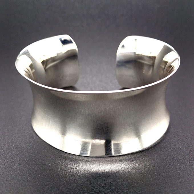 Wide Polished Silver Cuff