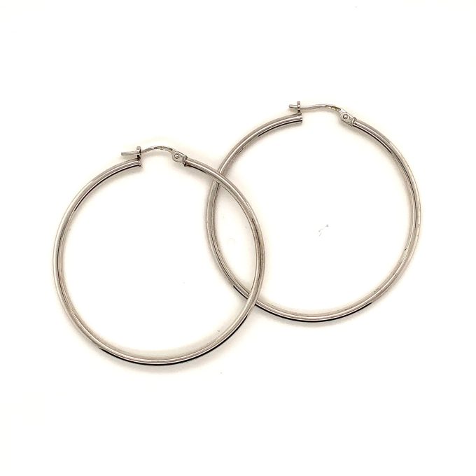 9ct White Gold Hoop Earrings