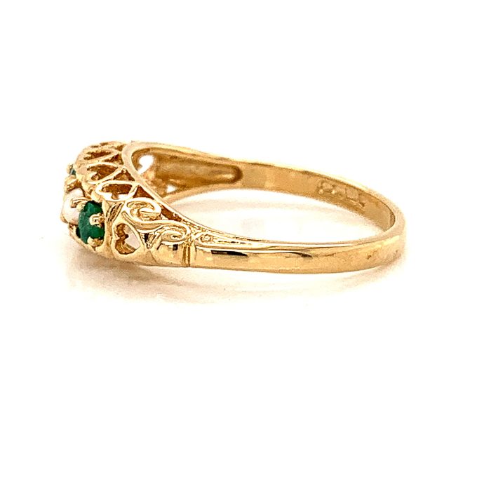 Vintage Style Emerald and Pearl Ring - Image 3