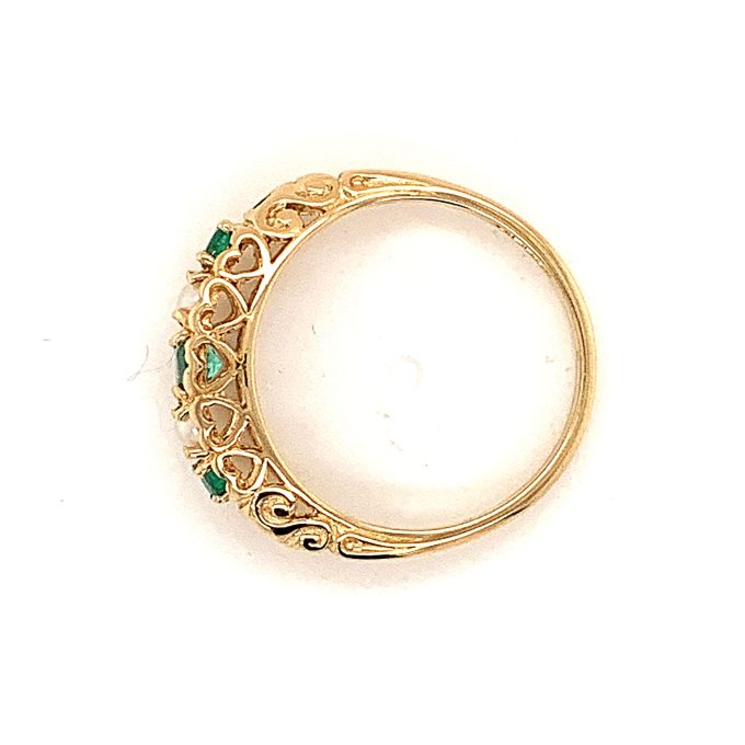 Vintage Style Emerald and Pearl Ring - Image 4
