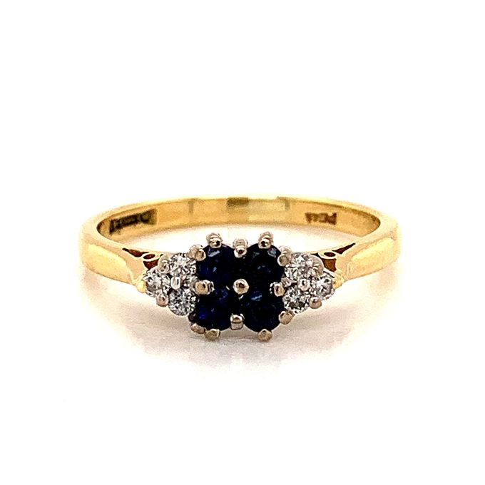 Sapphire and Diamond Cluster Ring