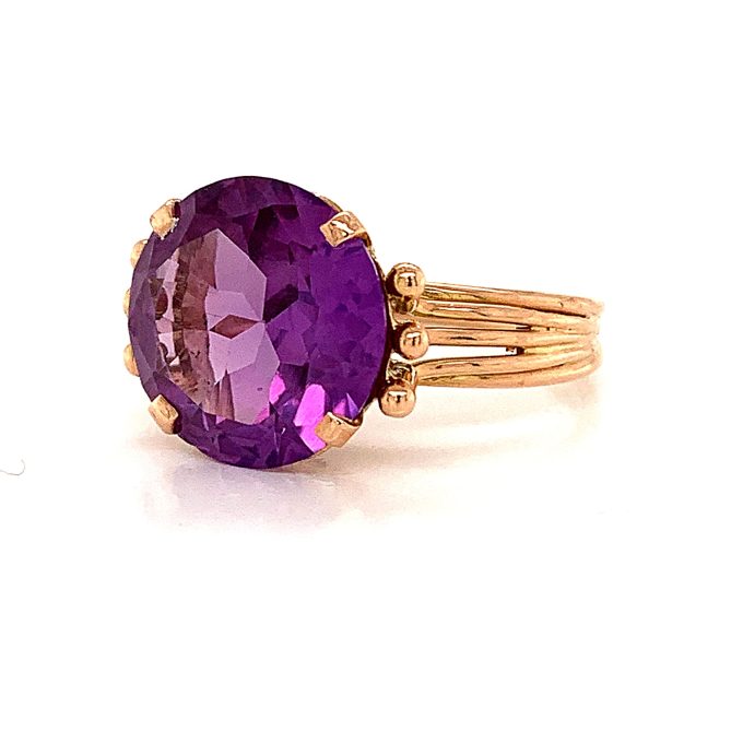 Vintage Purple Stone Gold Dress Ring - Image 2
